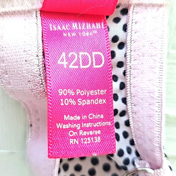 Isaac Mizraha New York Polka Dot and Lace Black Light Pink Bra Size 42DD - Picture 9 of 9